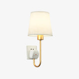 Fabric Shade Bedroom Cylinder Plug-in Wall Lamp Image - 11