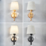 Fabric Shade Bedroom Cylinder Plug-in Wall Lamp Image - 12