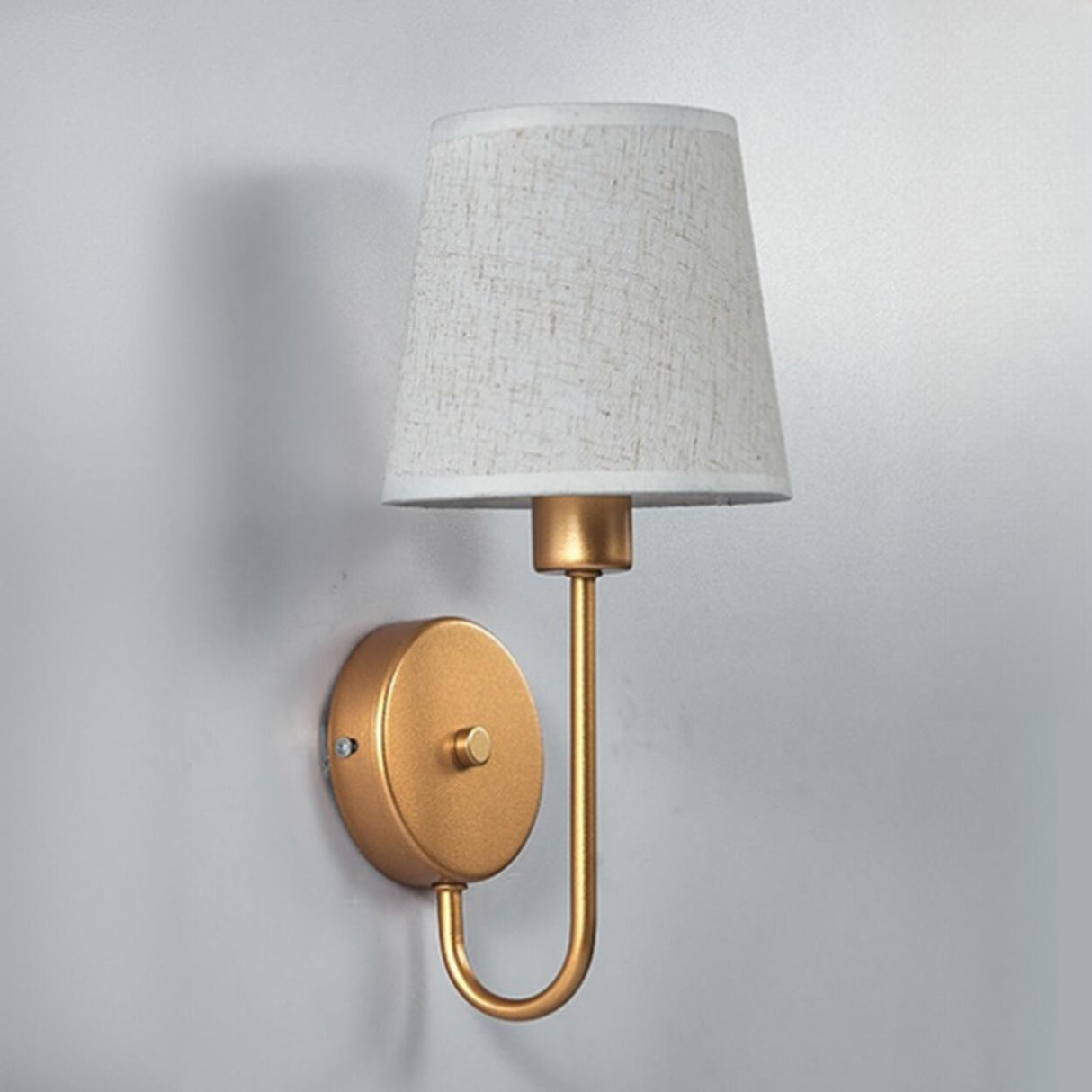 Fabric Shade Bedroom Cylinder Plug-in Wall Lamp Image - 15