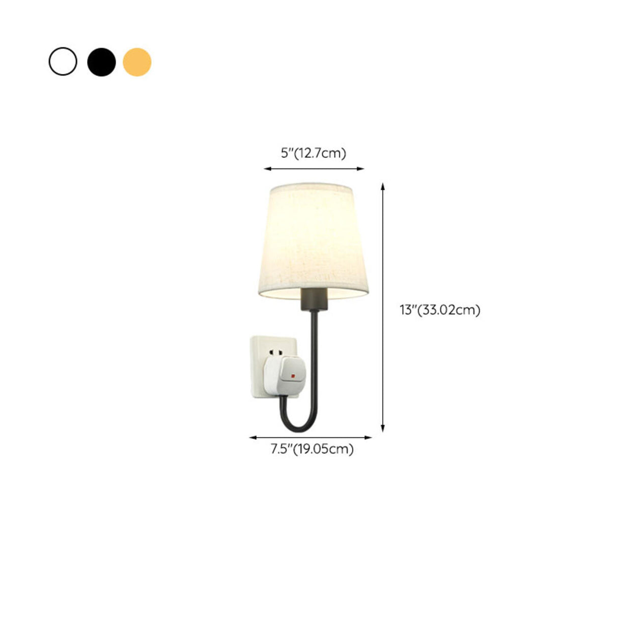 Fabric Shade Bedroom Cylinder Plug-in Wall Lamp Image - 20