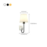 Fabric Shade Bedroom Cylinder Plug-in Wall Lamp Image - 20