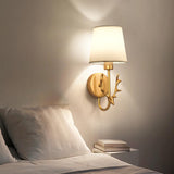 Fabric Shade Bedroom Cylinder Plug-in Wall Lamp Image - 3