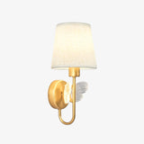 Fabric Shade Bedroom Cylinder Plug-in Wall Lamp Image - 4