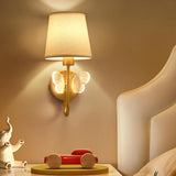 Fabric Shade Bedroom Cylinder Plug-in Wall Lamp Image - 7