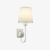 Fabric Shade Bedroom Cylinder Plug-in Wall Lamp Image - 8