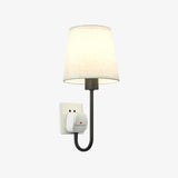 Fabric Shade Bedroom Cylinder Plug-in Wall Lamp Image - 9