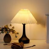 Fabric Shade Black Ceramic Cone Standard Table Lamp Image - 2