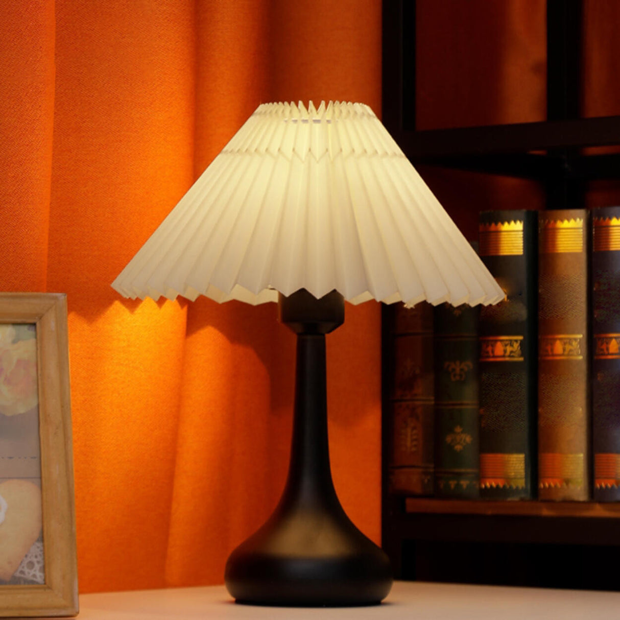 Fabric Shade Black Ceramic Cone Standard Table Lamp Image - 8