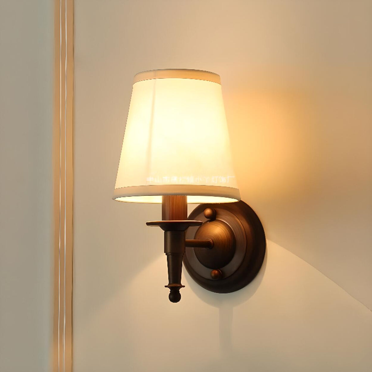 Fabric Shade Cylinder Coffee LED Metal Wall Sconce Image - 10