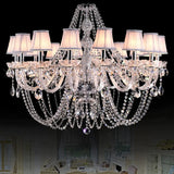 Fabric Shade Silver Living Room Beads Crystal Chandelier Image - 1