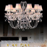 Fabric Shade Silver Living Room Beads Crystal Chandelier Image - 10