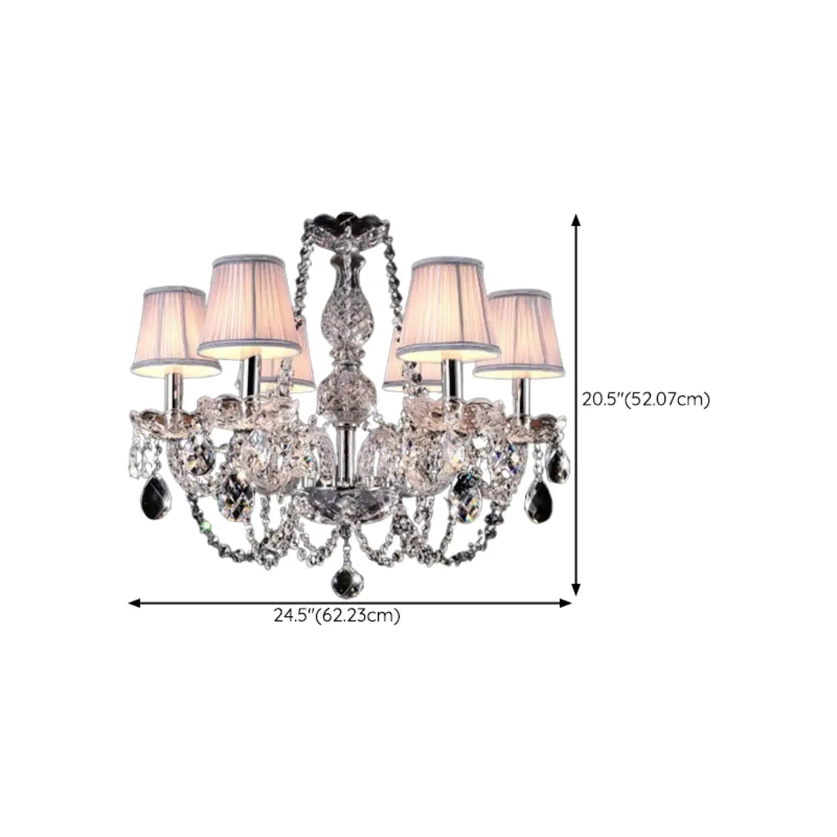 Fabric Shade Silver Living Room Beads Crystal Chandelier 