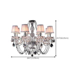 Fabric Shade Silver Living Room Beads Crystal Chandelier Image - 12