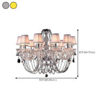 Fabric Shade Silver Living Room Beads Crystal Chandelier Image - 13