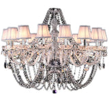 Fabric Shade Silver Living Room Beads Crystal Chandelier Image - 6