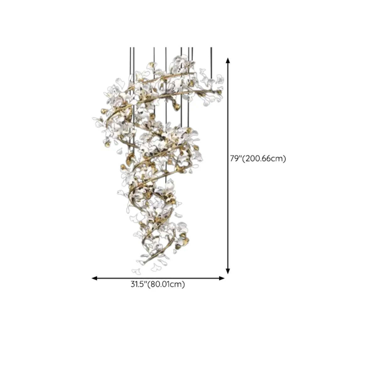 Fairy Cascading Ceramic Leaves Staircase White Chandelier Image - 24