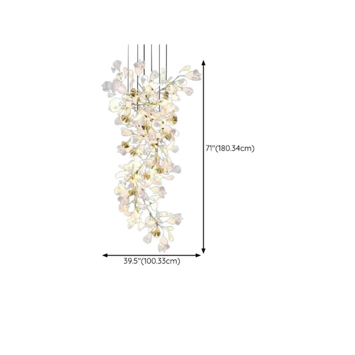 Fairy Cascading Ceramic Leaves Staircase White Chandelier Image - 28