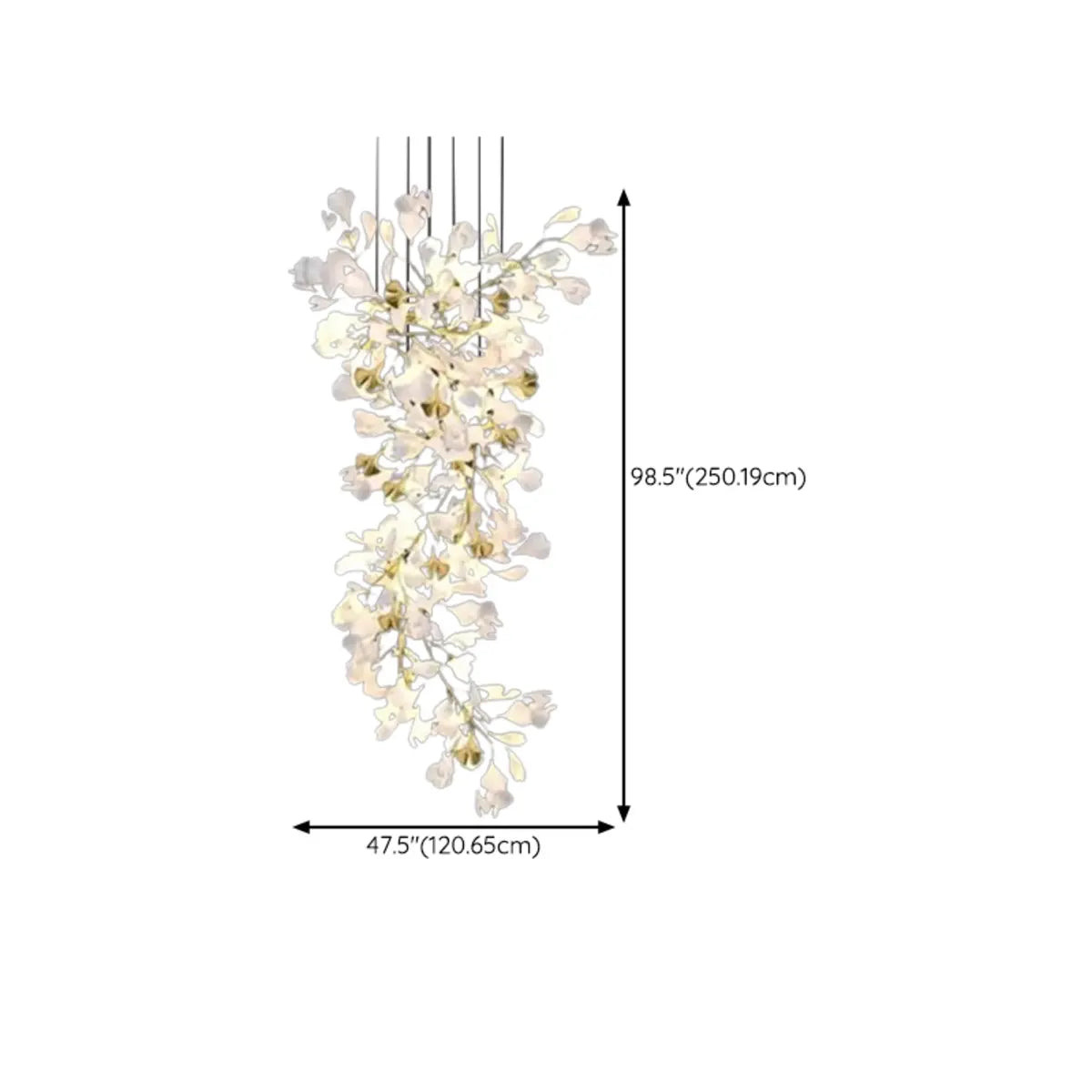 Fairy Cascading Ceramic Leaves Staircase White Chandelier Image - 29