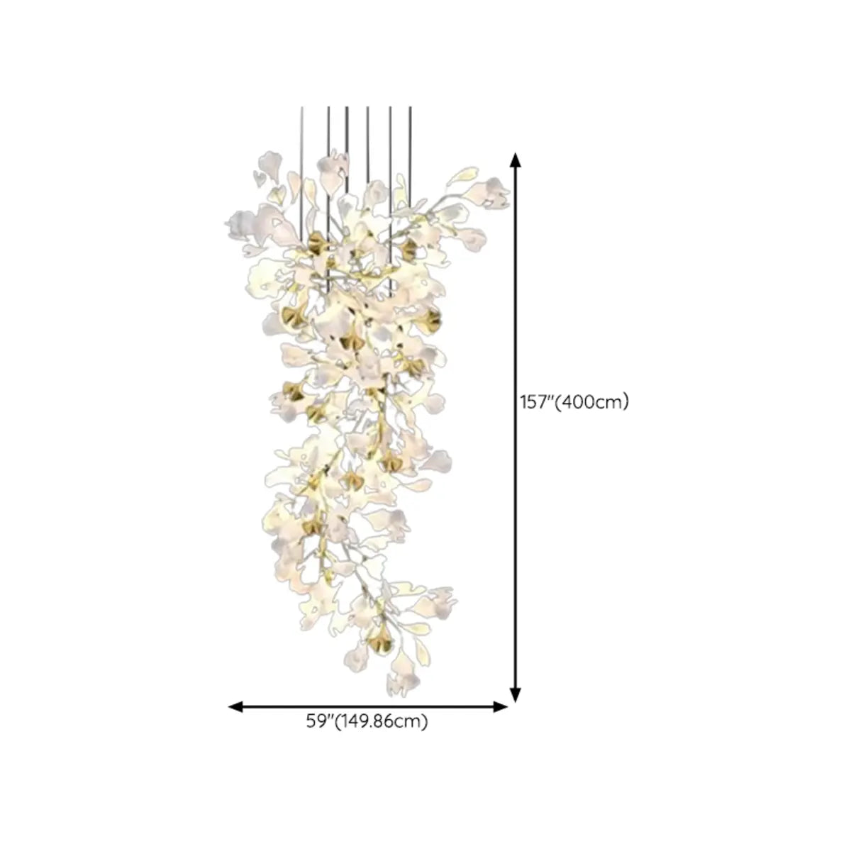 Fairy Cascading Ceramic Leaves Staircase White Chandelier Image - 31