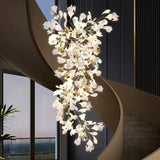 Fairy Cascading Ceramic Leaves Staircase White Chandelier Image - 4