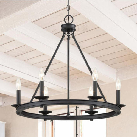 Farmhouse Black Candle Chandelier Adjustable Height Image - 1