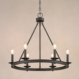 Farmhouse Black Candle Chandelier Adjustable Height Image - 12