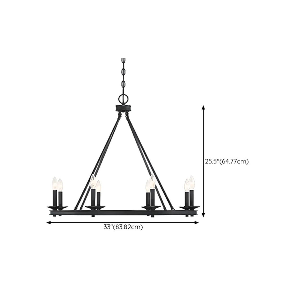 Farmhouse Black Candle Chandelier Adjustable Height Image - 19