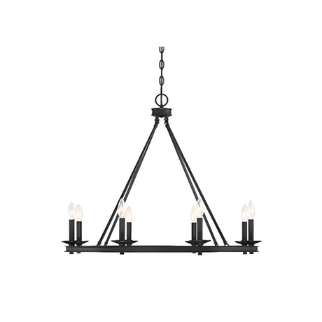 Farmhouse Black Candle Chandelier Adjustable Height Image - 2