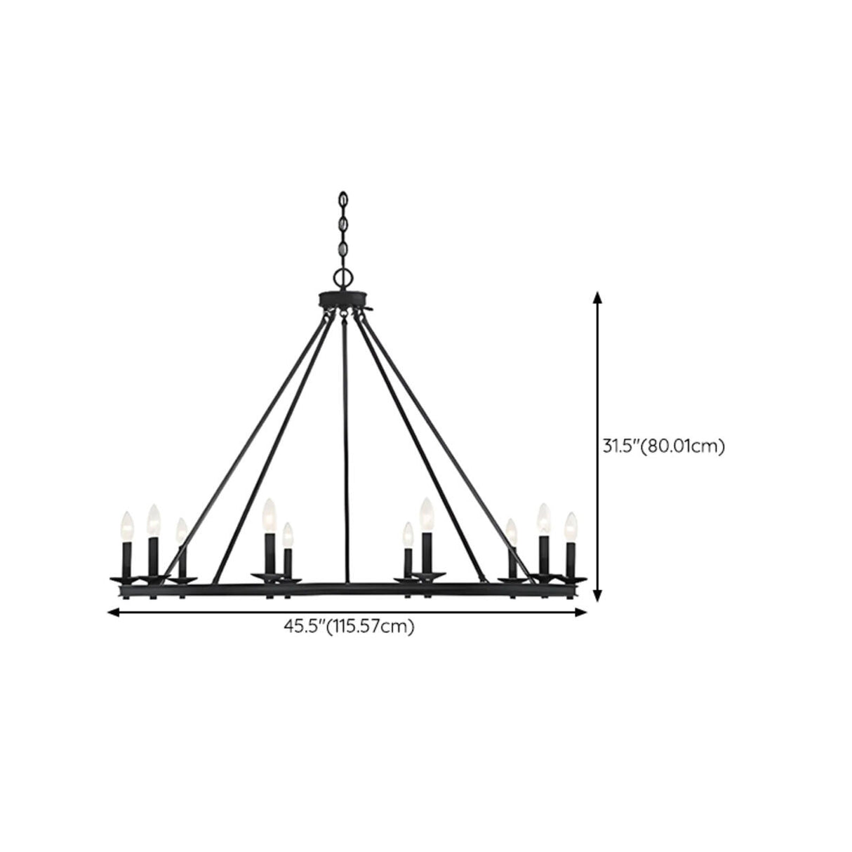 Farmhouse Black Candle Chandelier Adjustable Height Image - 20