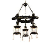 Farmhouse Bronze Clear Glass Lantern Pendant Chandelier Image - 2