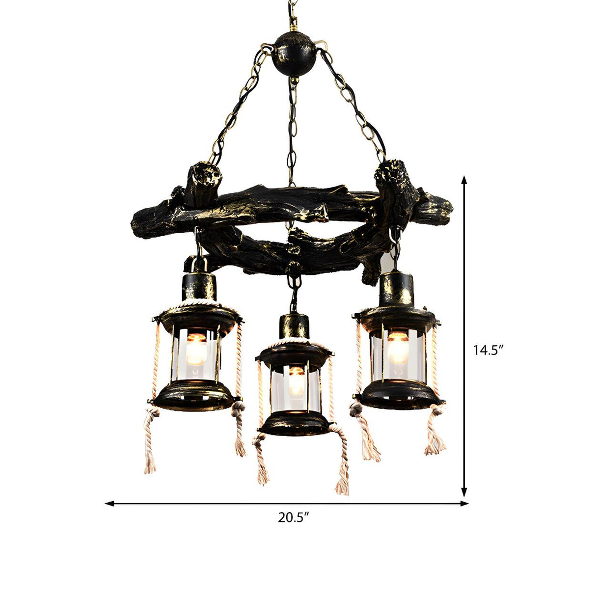 Farmhouse Bronze Clear Glass Lantern Pendant Chandelier Image - 4