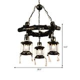 Farmhouse Bronze Clear Glass Lantern Pendant Chandelier Image - 4