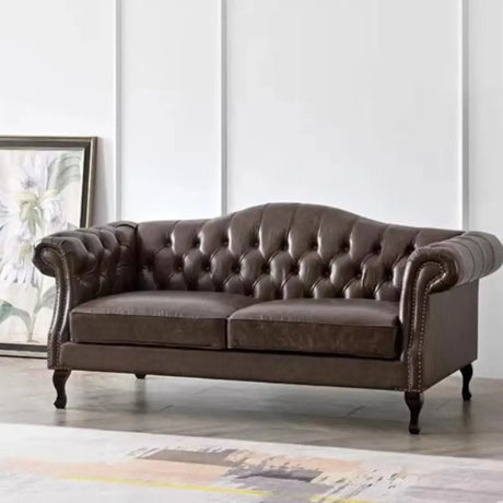 Farmhouse Brown Waterproof Faux Leather Loveseat Image - 1