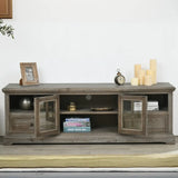 Farmhouse Distressed Wood TV Stand with Drawers Cabinet Image - 3