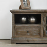 Farmhouse Distressed Wood TV Stand with Drawers Cabinet Image - 6