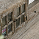 Farmhouse Distressed Wood TV Stand with Drawers Cabinet Image - 8