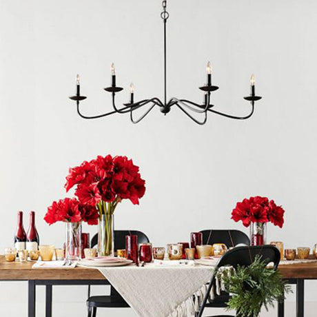 Farmhouse Metal Chain Angular Candelabra Chandelier Image - 1