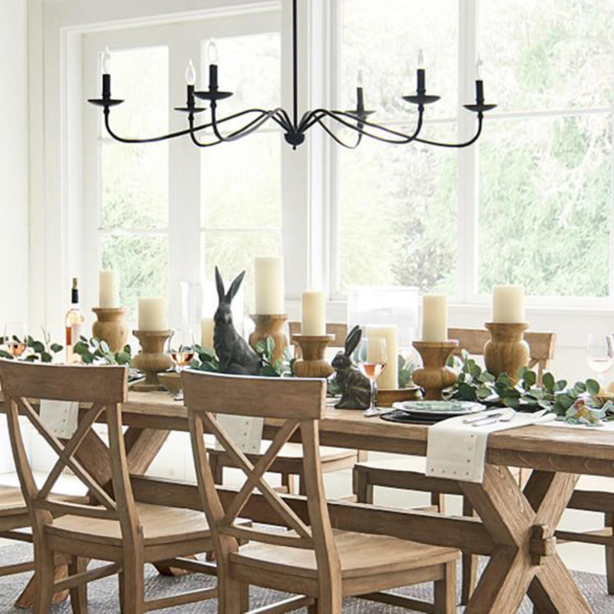 Farmhouse Metal Chain Angular Candelabra Chandelier Image - 9