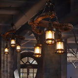 Farmhouse Rustic Restaurant Anchor Lantern Chandelier Image - 2