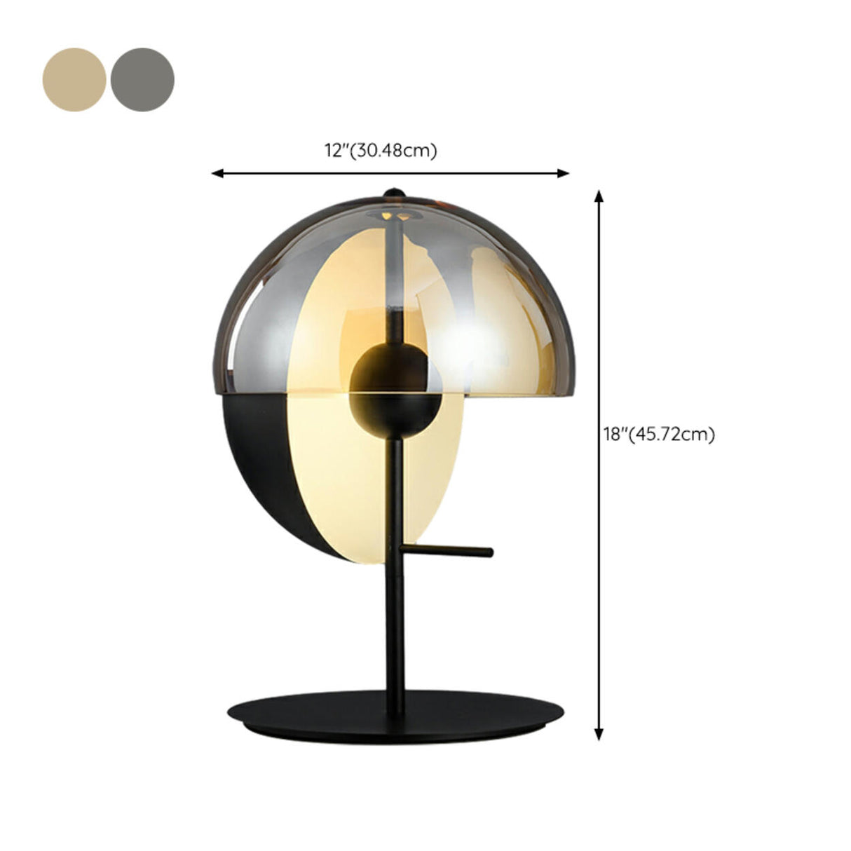 Fashion Art Translucent Dome Shade LED Metal Table Lamp 