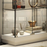 Fashion Black Clear Glass Tall Lit Display Cabinet Image - 13