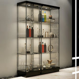 Fashion Black Clear Glass Tall Lit Display Cabinet Image - 5