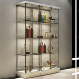 Fashion Black Clear Glass Tall Lit Display Cabinet Image - 6