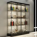 Fashion Black Clear Glass Tall Lit Display Cabinet Image - 7