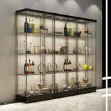 Fashion Black Clear Glass Tall Lit Display Cabinet Image - 9