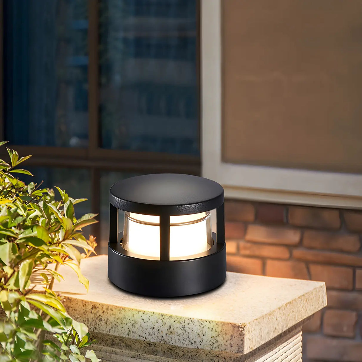 Fashion Black Column Metal Outdoor Pillar Table Lamp Image - 13