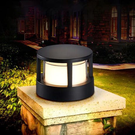 Fashion Black Column Metal Outdoor Pillar Table Lamp Image - 2