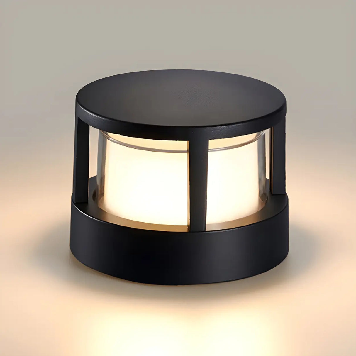 Fashion Black Column Metal Outdoor Pillar Table Lamp Image - 7