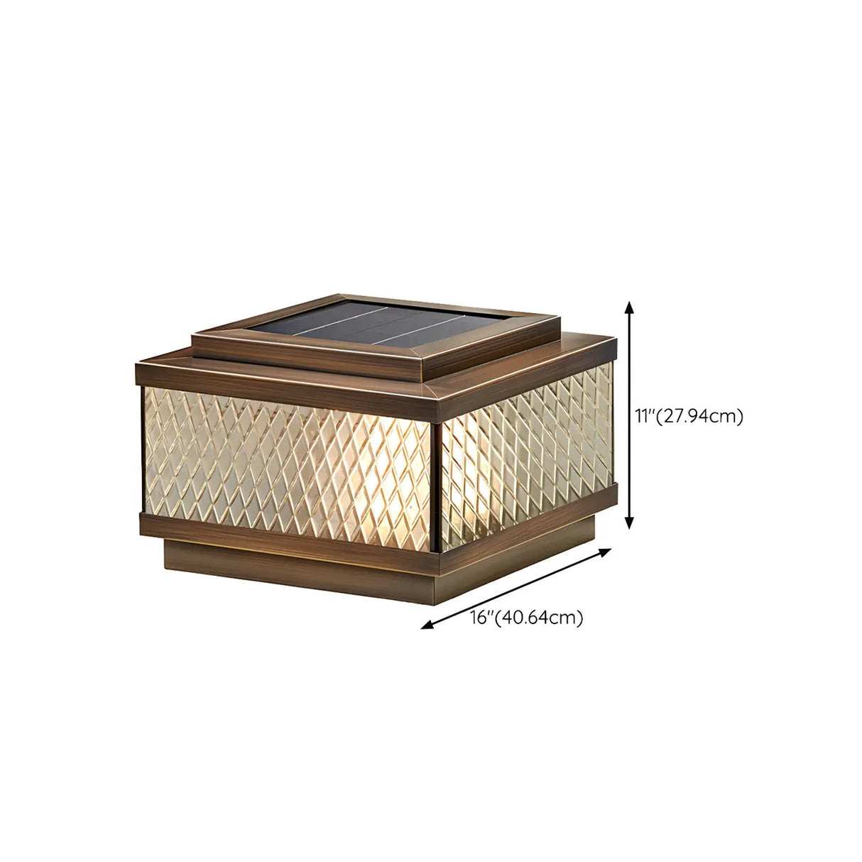 Fashion Bronze Square Glass Solar Outdoor Table Lamp Image - 10