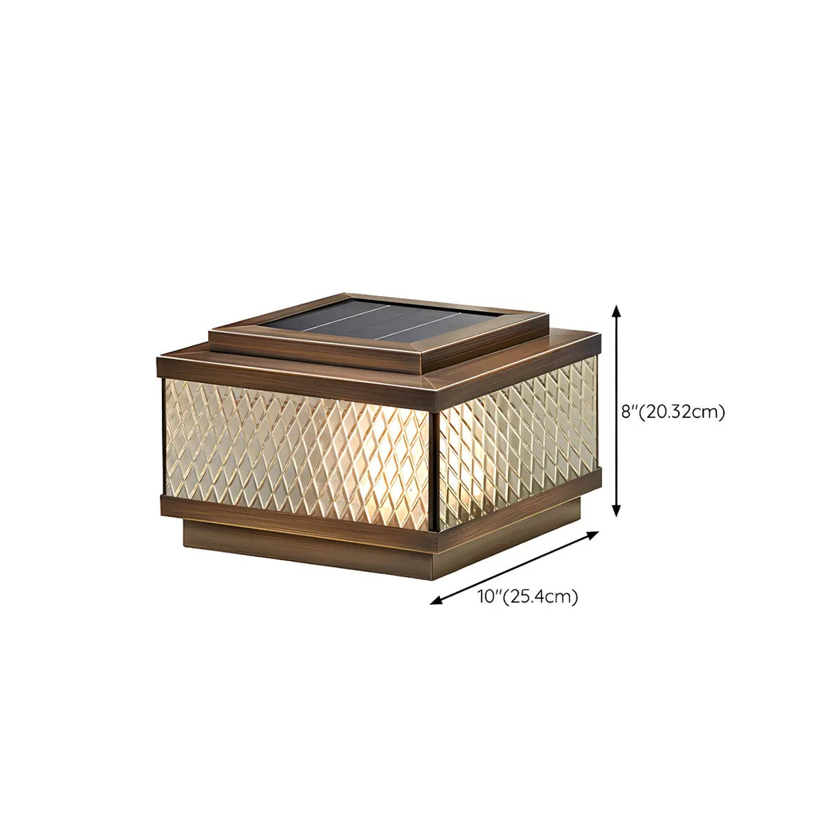 Fashion Bronze Square Glass Solar Outdoor Table Lamp 